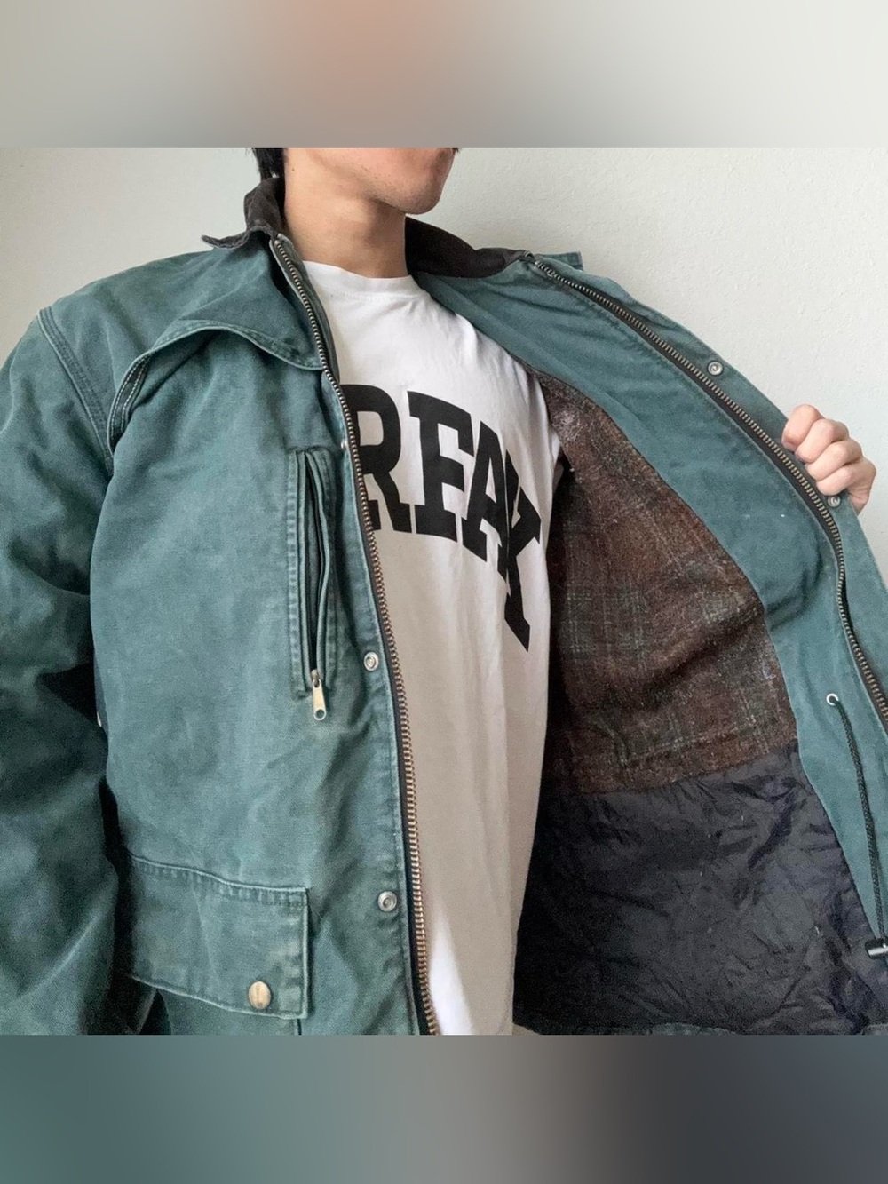 Vintage 2000s Carhartt Duck Canvas Work Green Jacket Y2K - Picture 4 of 8